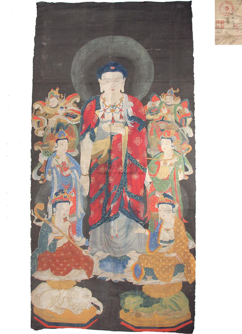 0352 明 彩绘西方三圣佛帧