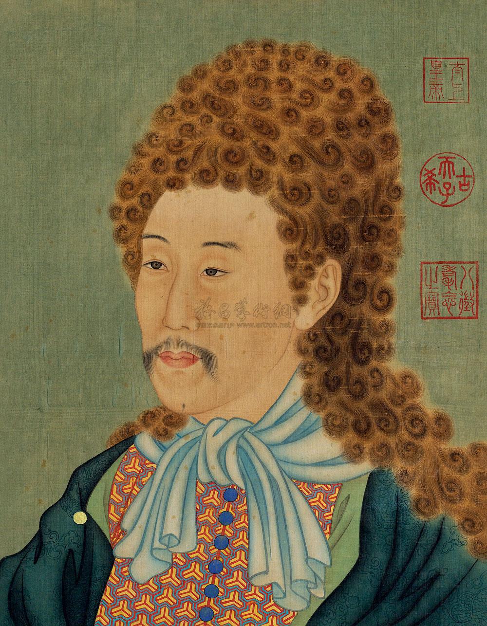 0389 雍正洋装图 立轴 设色绢本