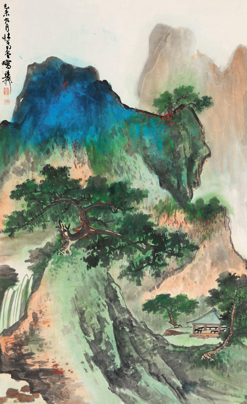 0217 1979年作 青山积翠 立轴 设色纸本