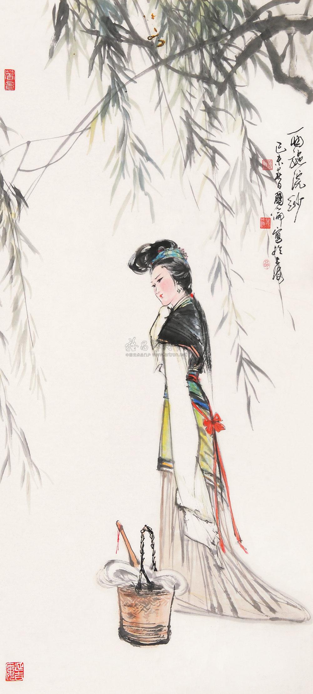 0430 西施浣纱 镜片 设色纸本