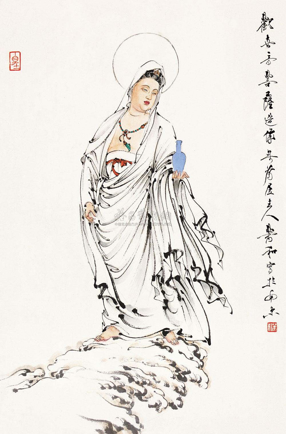 0978 观音菩萨 镜片 设色纸本