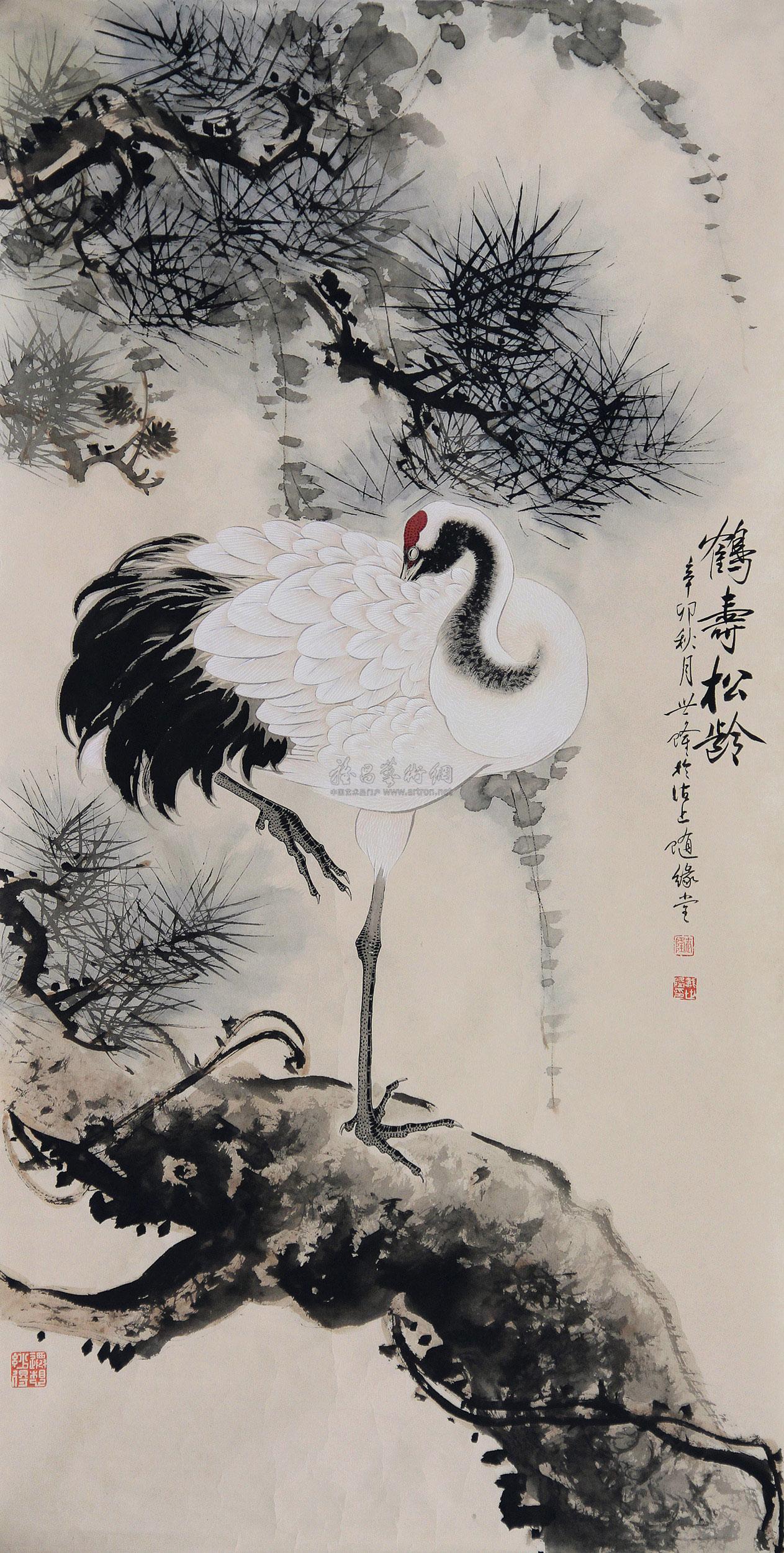 国画松鹤图片大全大图-千图网