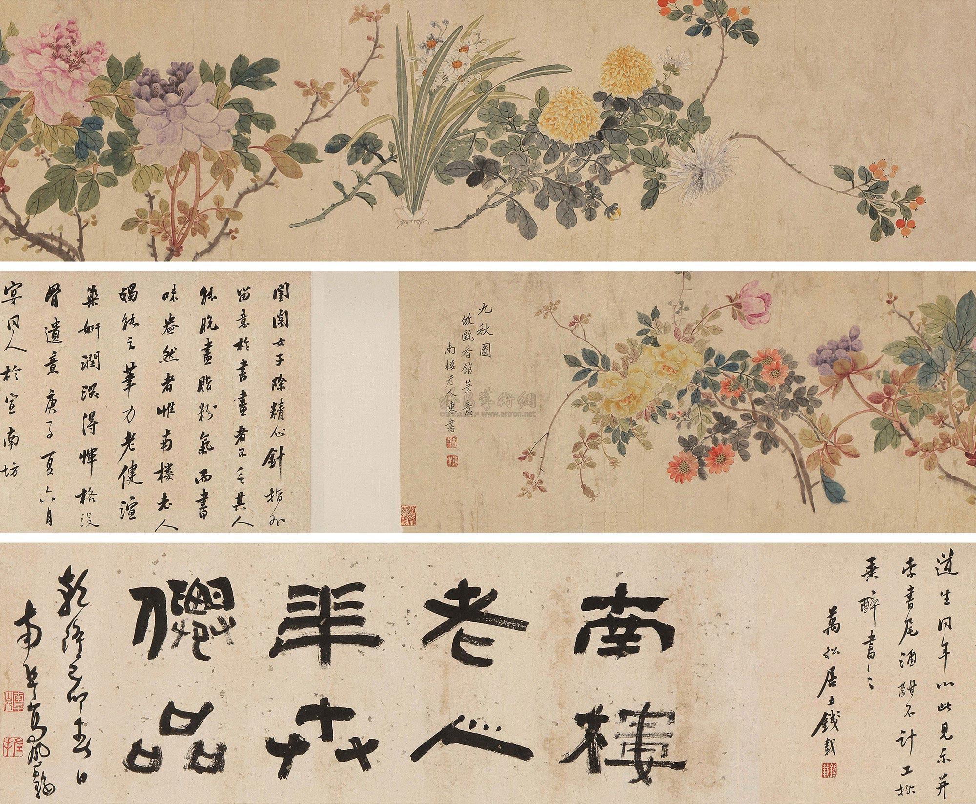 0641 九秋图 手卷 设色纸本