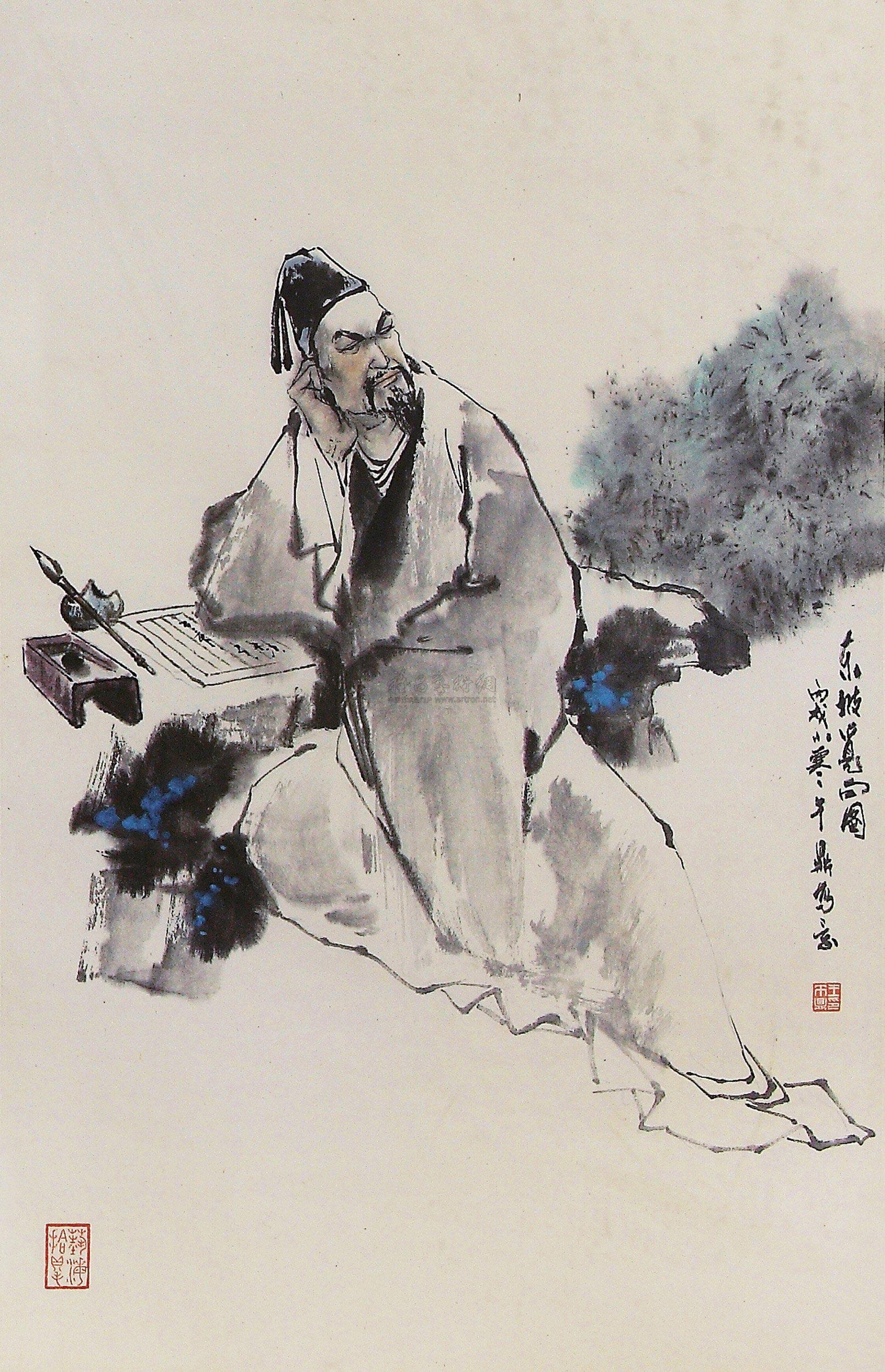 0245 东坡觅句图(写意人物) 镜心 设色纸本