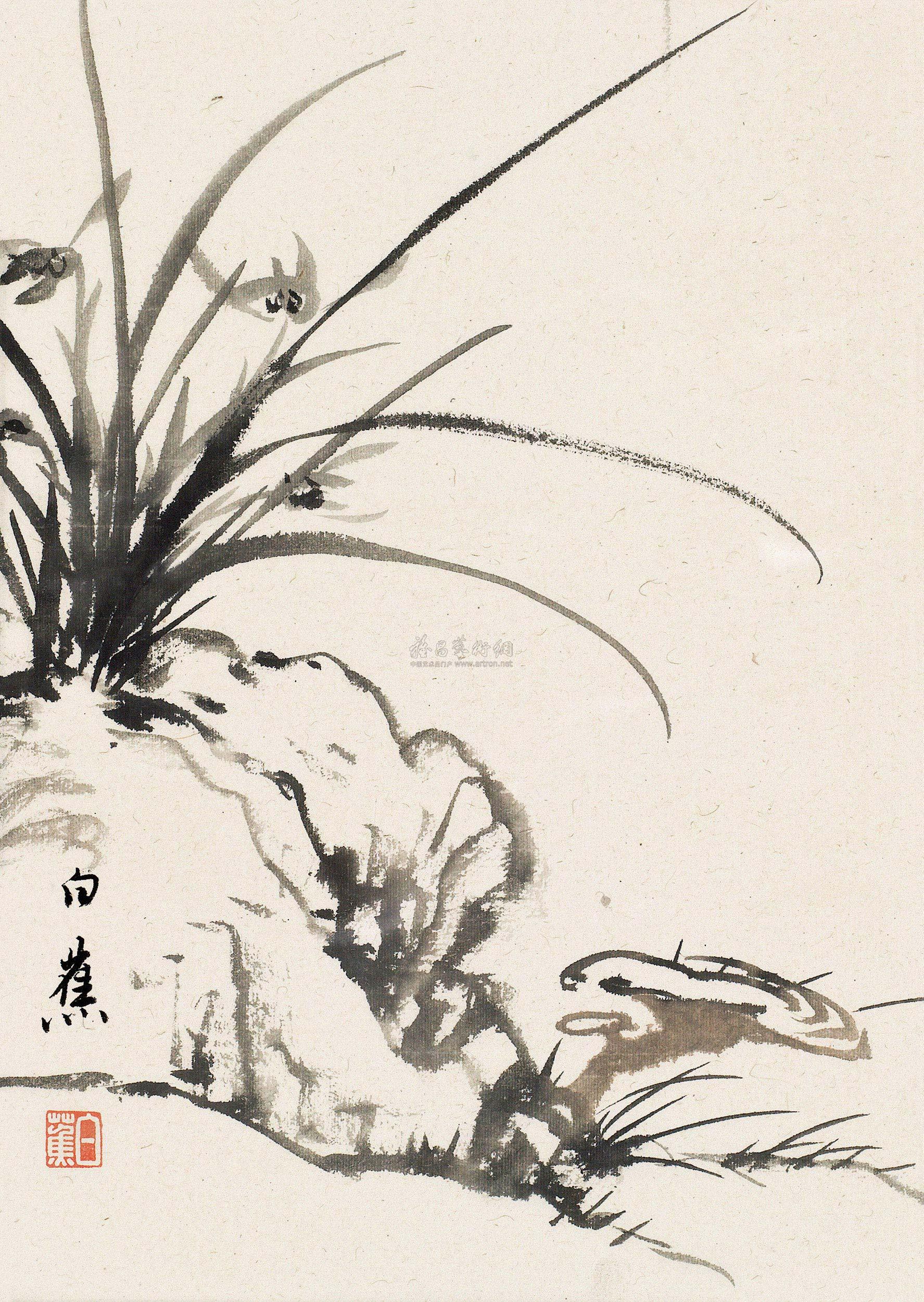 0123 兰花 镜心 纸本