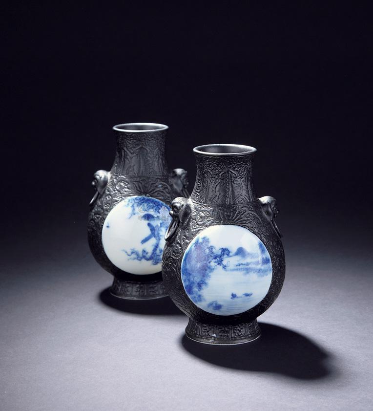 王步(传) 青花山水花鸟小瓶 (一对)】拍卖品_图片_价格_鉴赏_民国瓷器