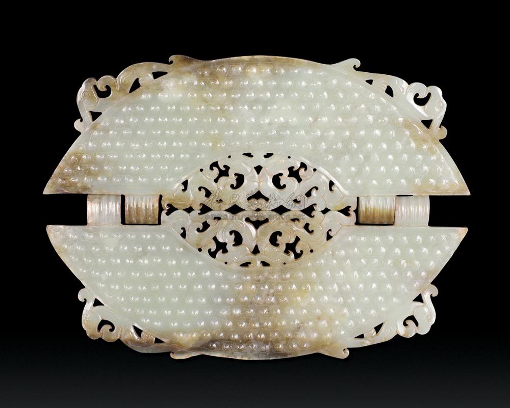 1331 汉代 青白玉凤纹双联璜