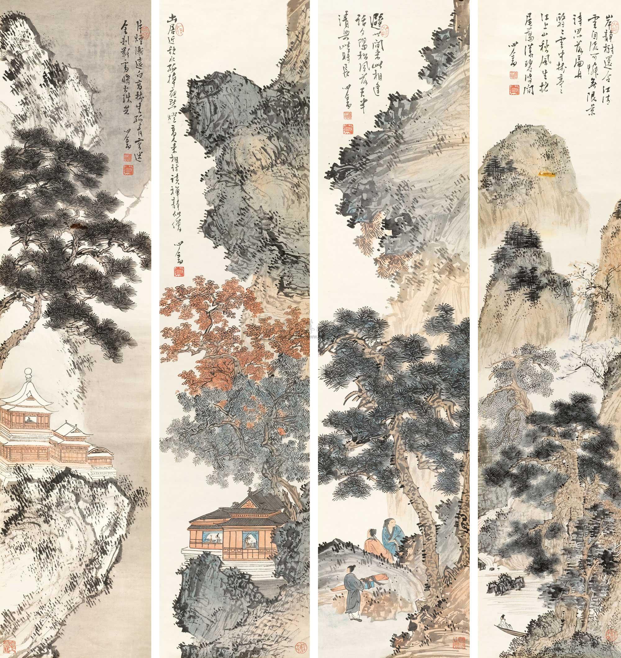2231 四季山水 镜心 纸本