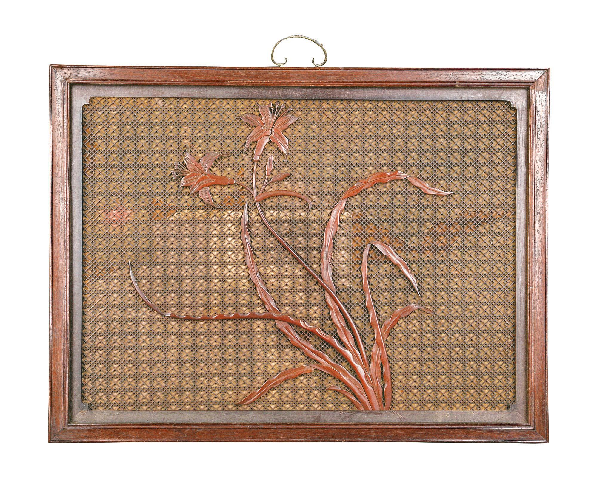 【清 竹雕锦地萱草纹挂屏】拍卖品_图片_价格_鉴赏_古典家具其它_雅昌