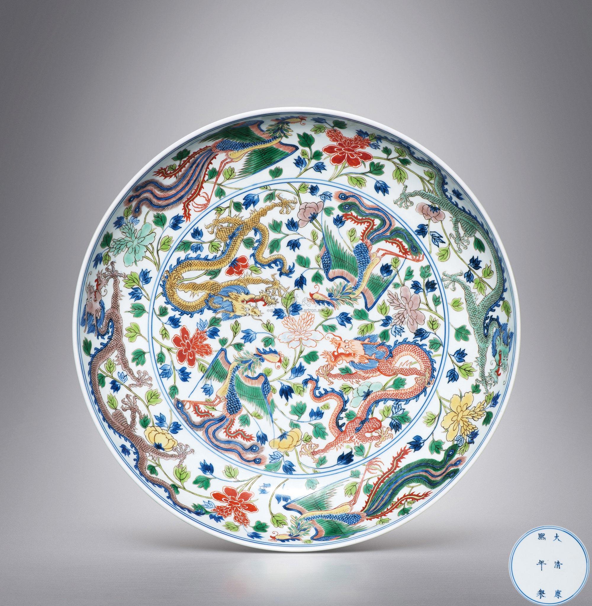 青花五彩龙凤穿花纹盘】拍卖品_图片_价格_鉴赏_清代五彩瓷器_雅昌