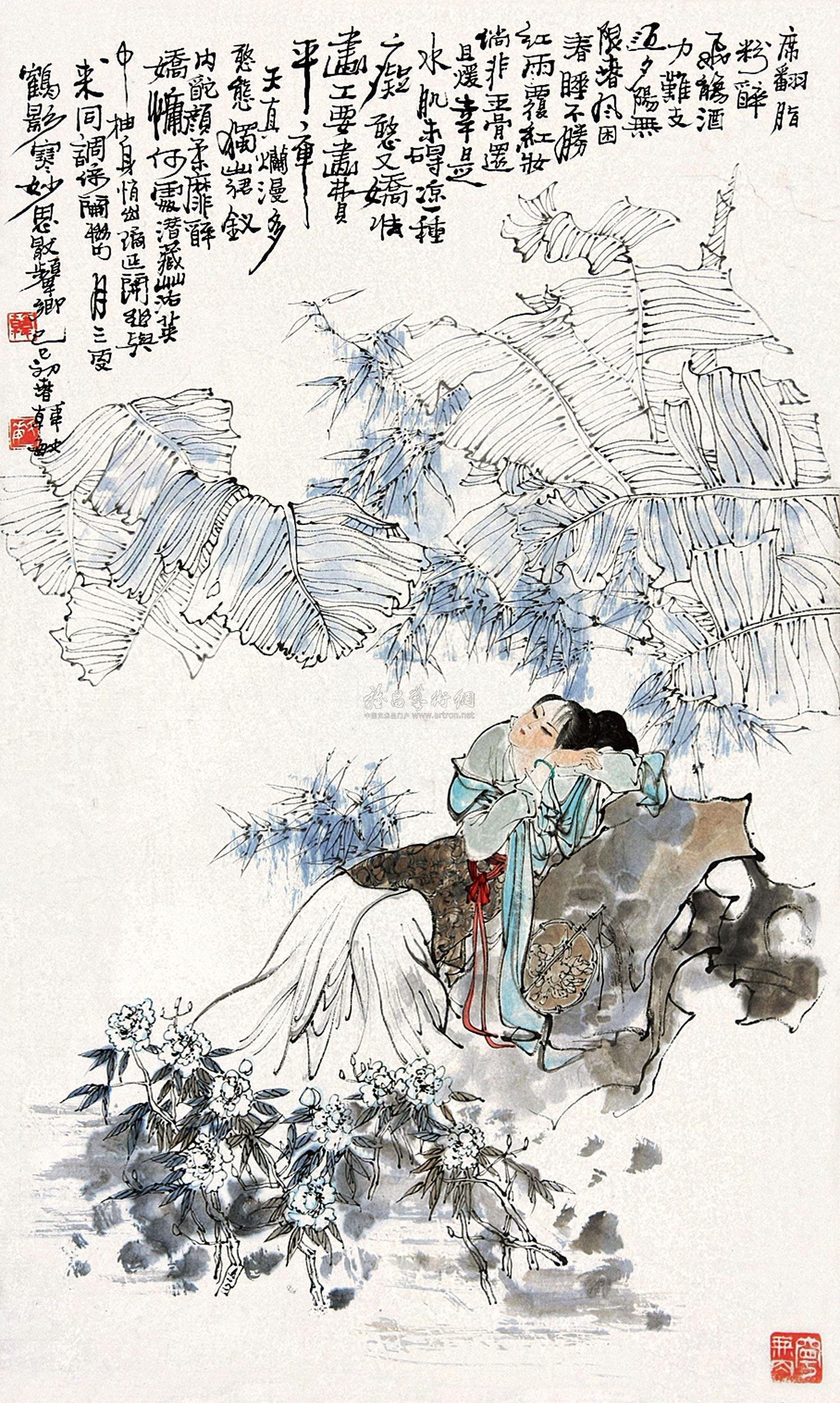 0628 湘云卧醉 立轴 纸本