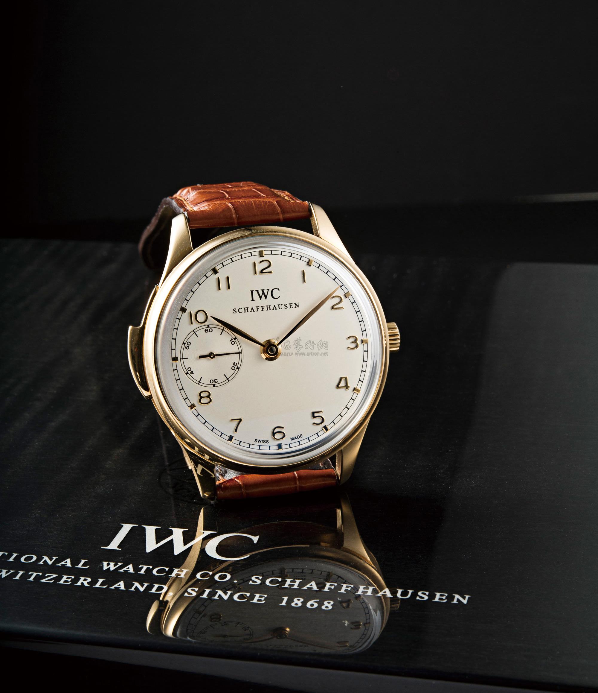 0022 全新 万国 portugieser 18k玫瑰金 透视背三问打簧小三针皮带