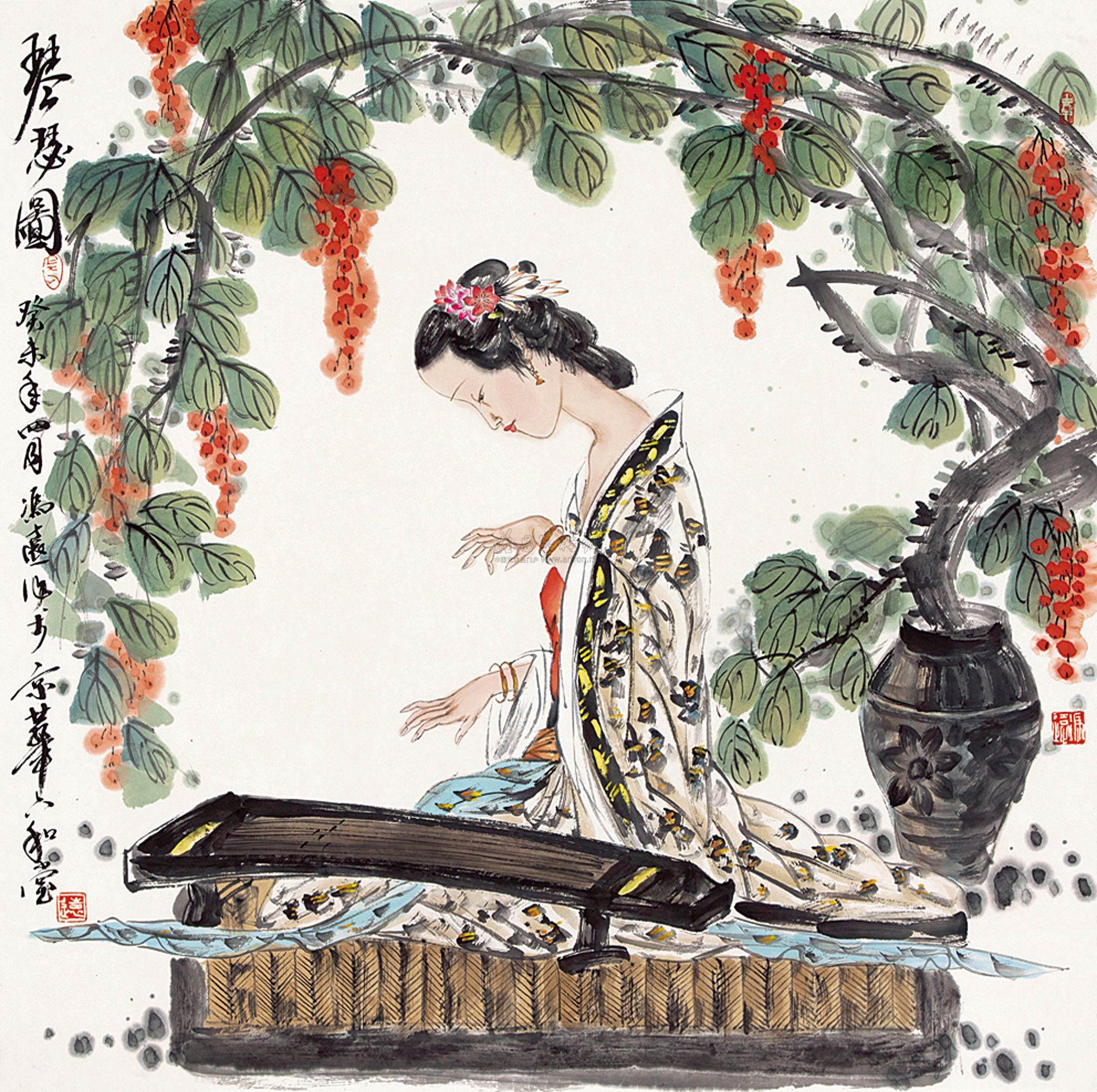 0168 琴瑟图 镜片 纸本