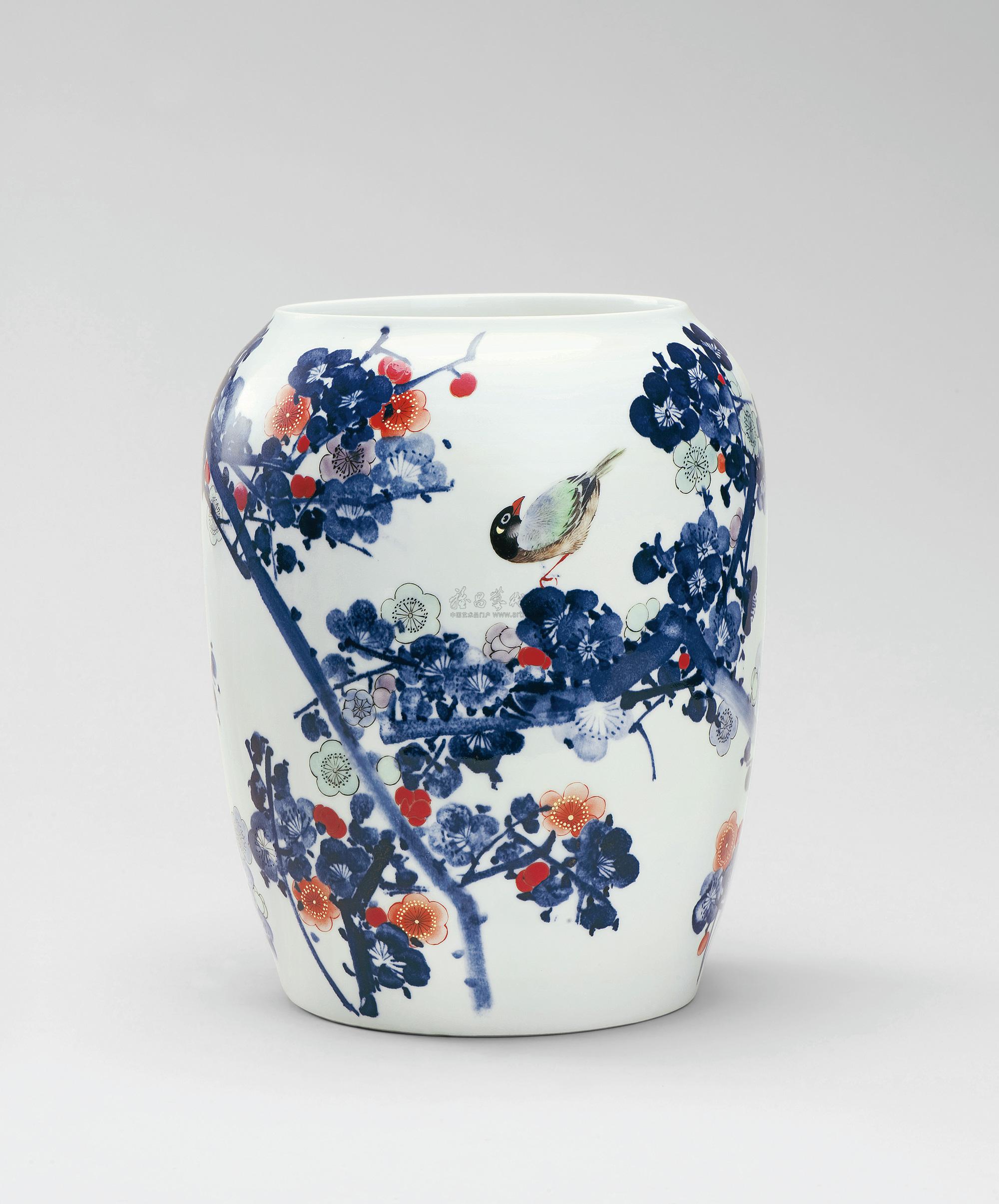 梅雀图 青花斗彩瓷瓶】拍卖品_图片_价格_鉴赏_现当代及其它瓷器_雅昌