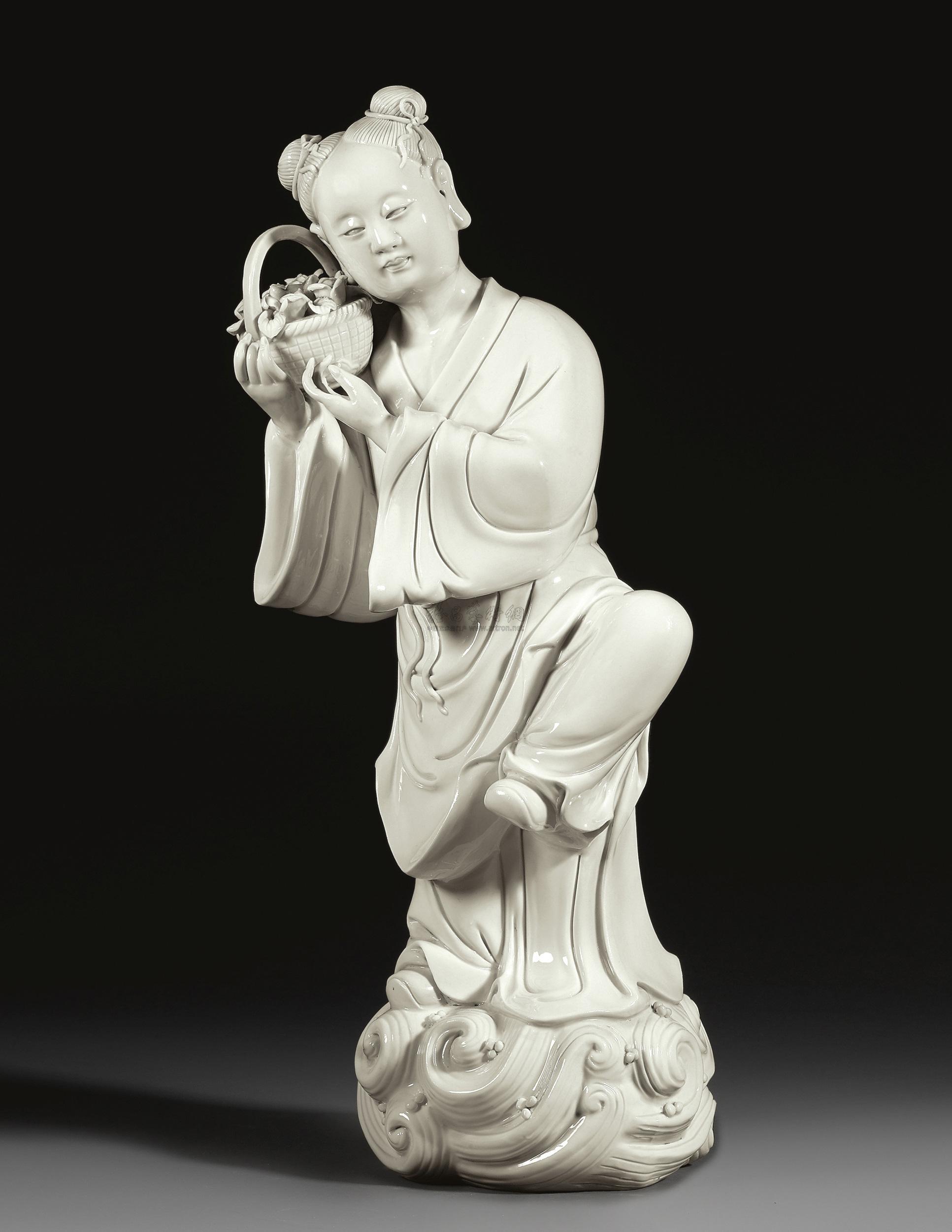 0322 清约1900年 苏学金造德化白瓷蓝采和立像