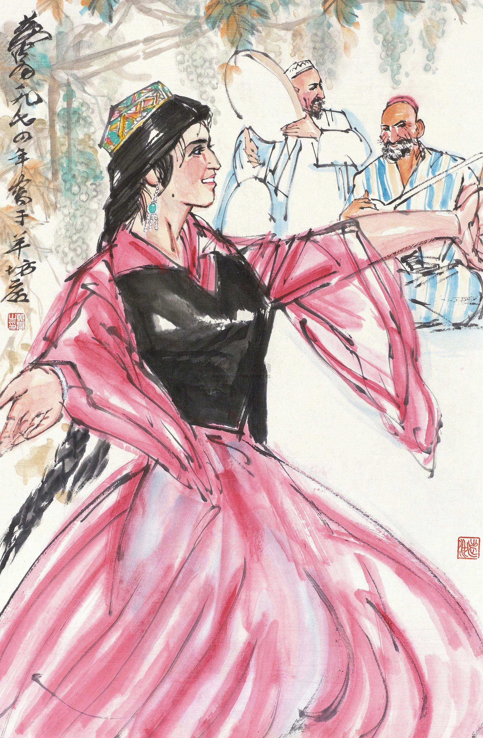 【新疆舞 (一件) 镜片 纸本】拍卖品_图片_价格_鉴赏_绘画_雅昌艺术品