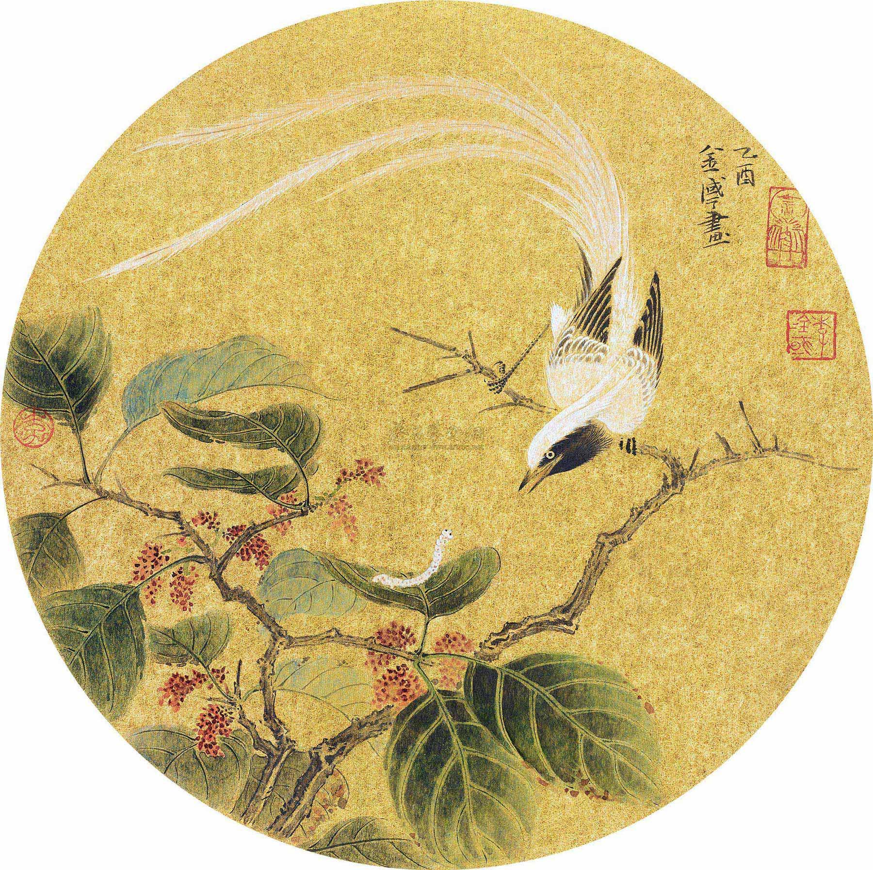 0643 花鸟 镜片 设色纸本