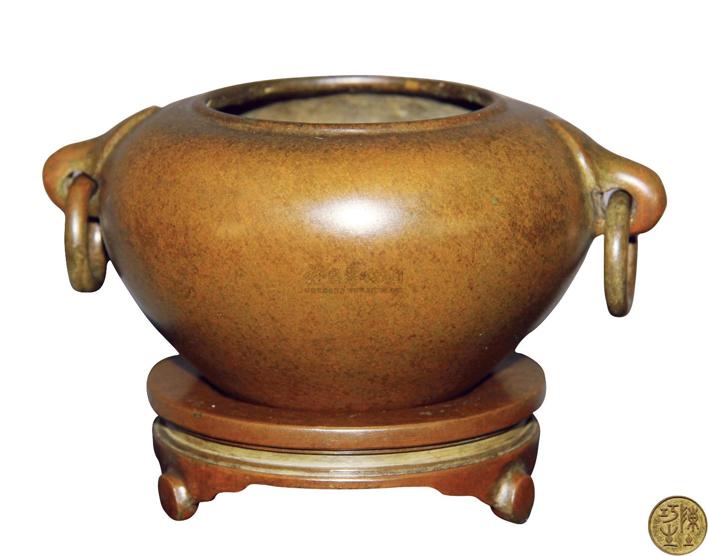 0340 陈巧生 铜香炉连底座