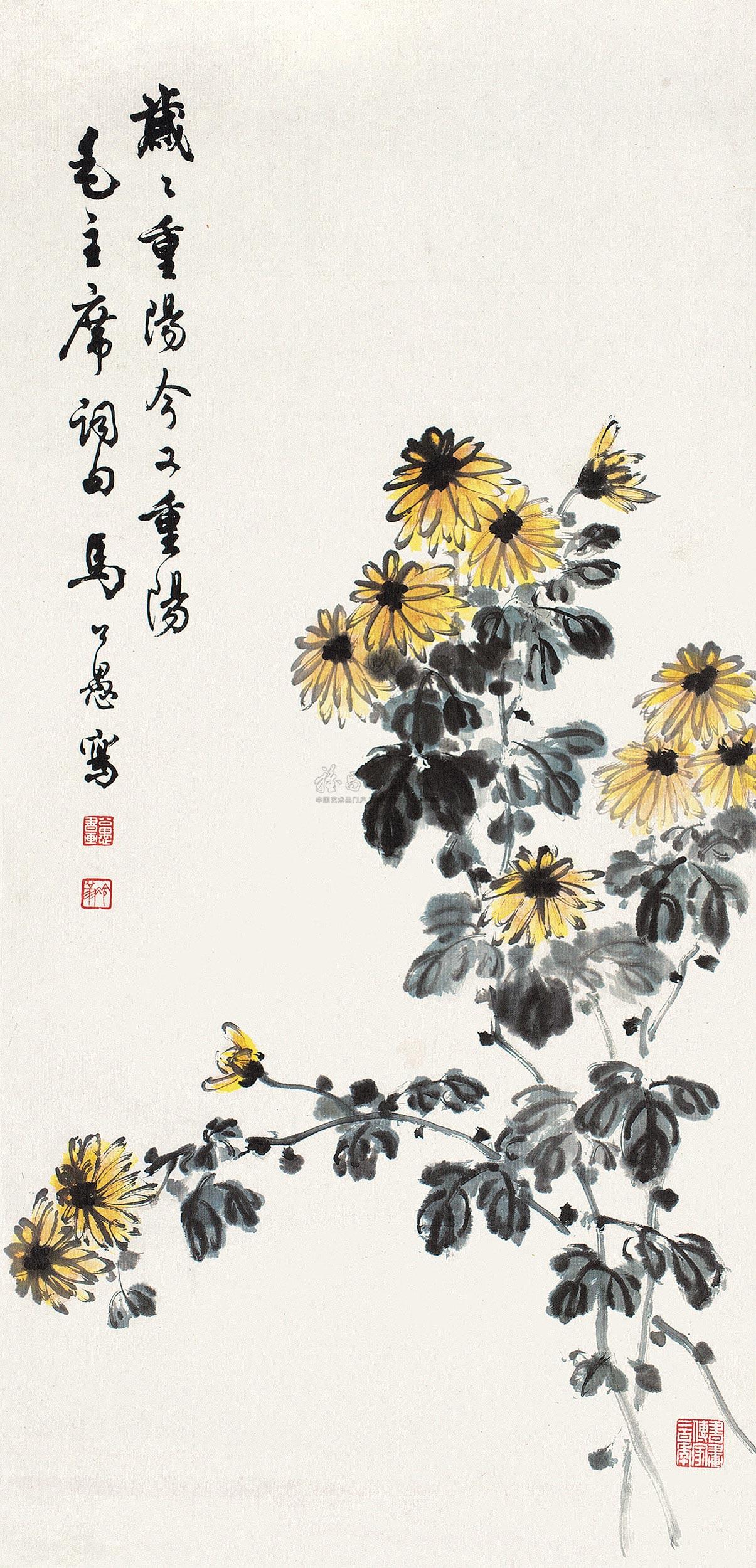 0402 重阳菊茂 立轴 设色纸本