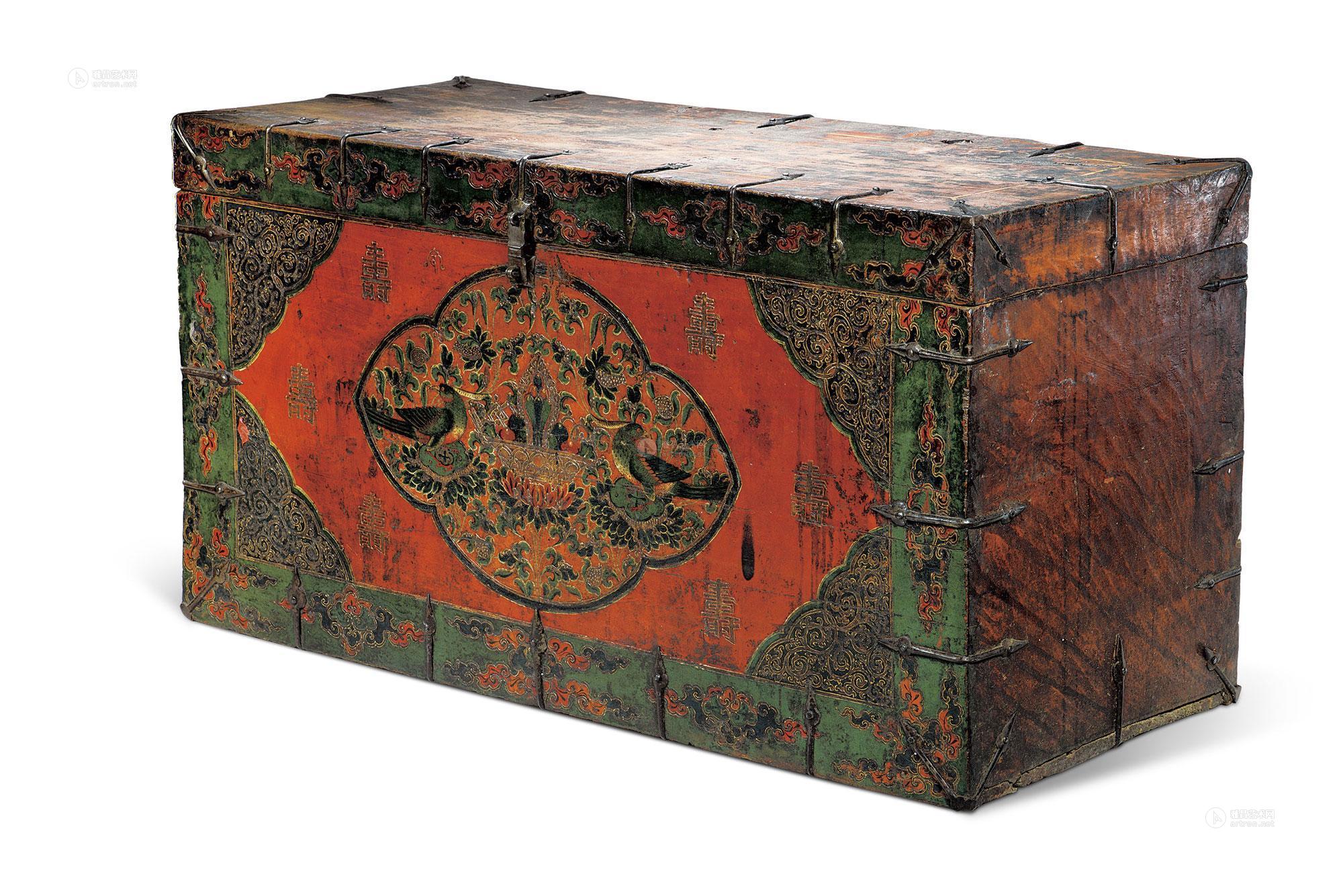 *1310 彩绘双雉图木箱 十八世纪