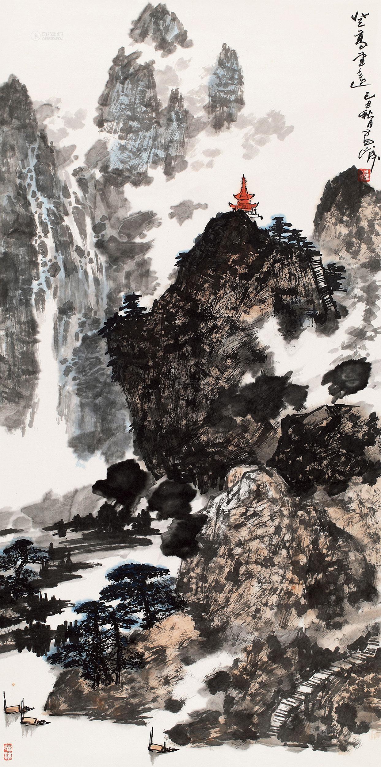 0186 登高望远 立轴