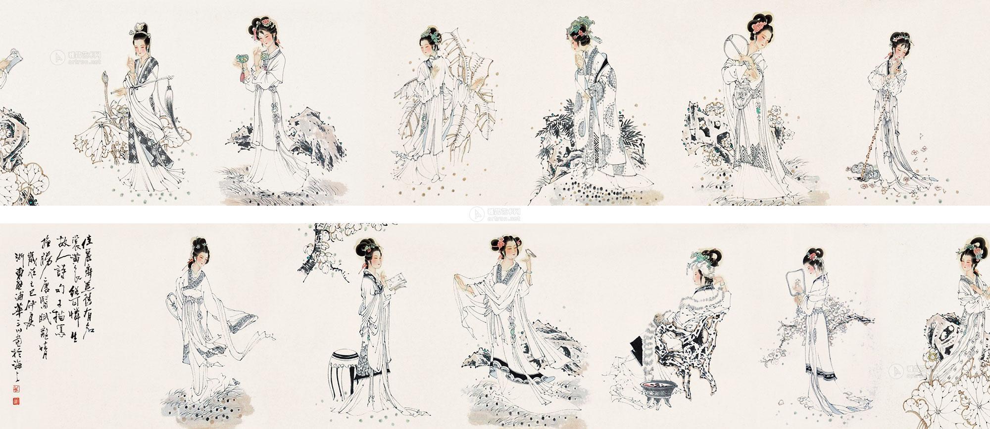 【十二金钗 立轴 设色纸本】拍卖品_图片_价格_鉴赏_绘画_雅昌艺术品