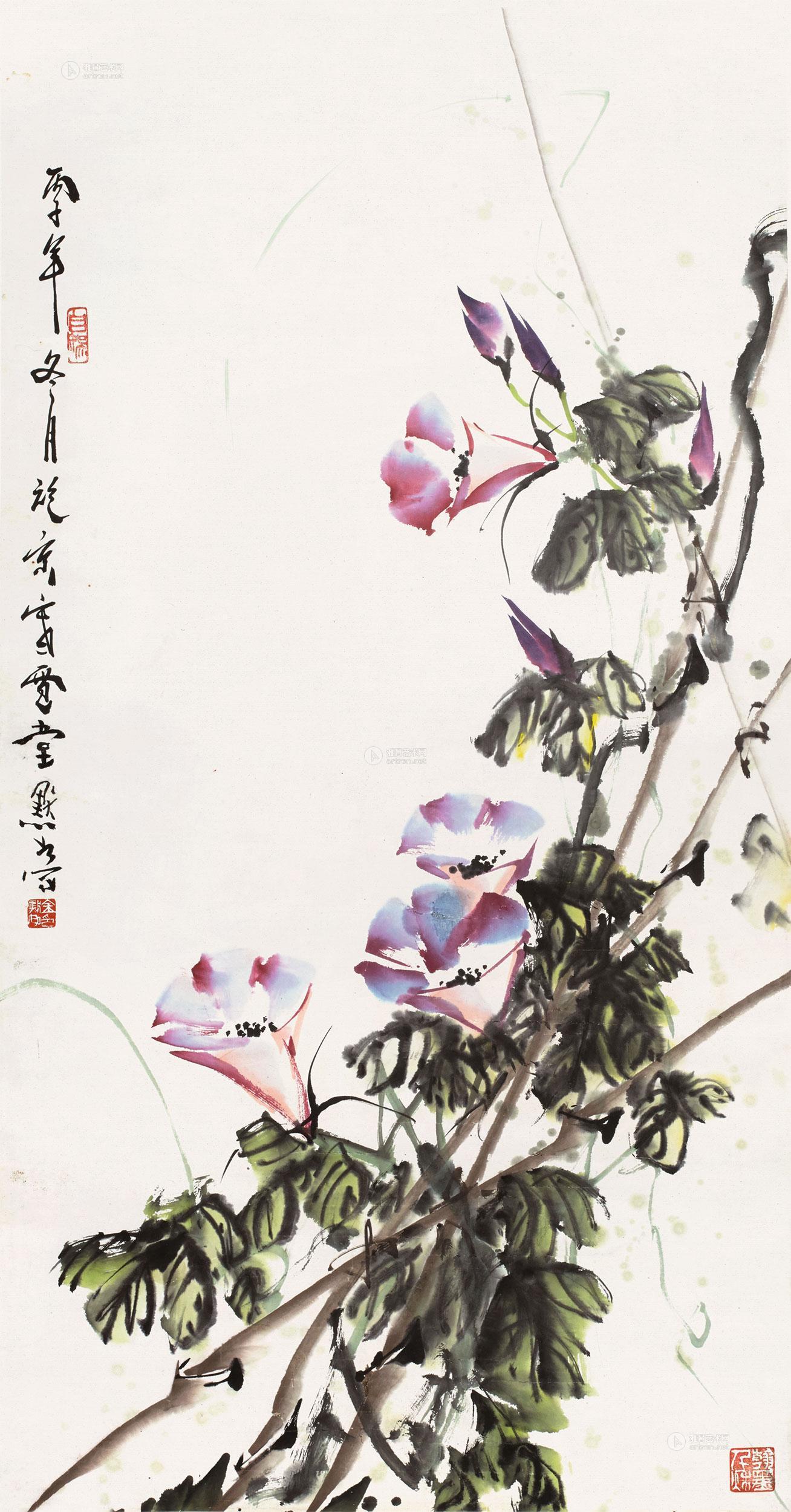 0802 牵牛花 立轴 纸本