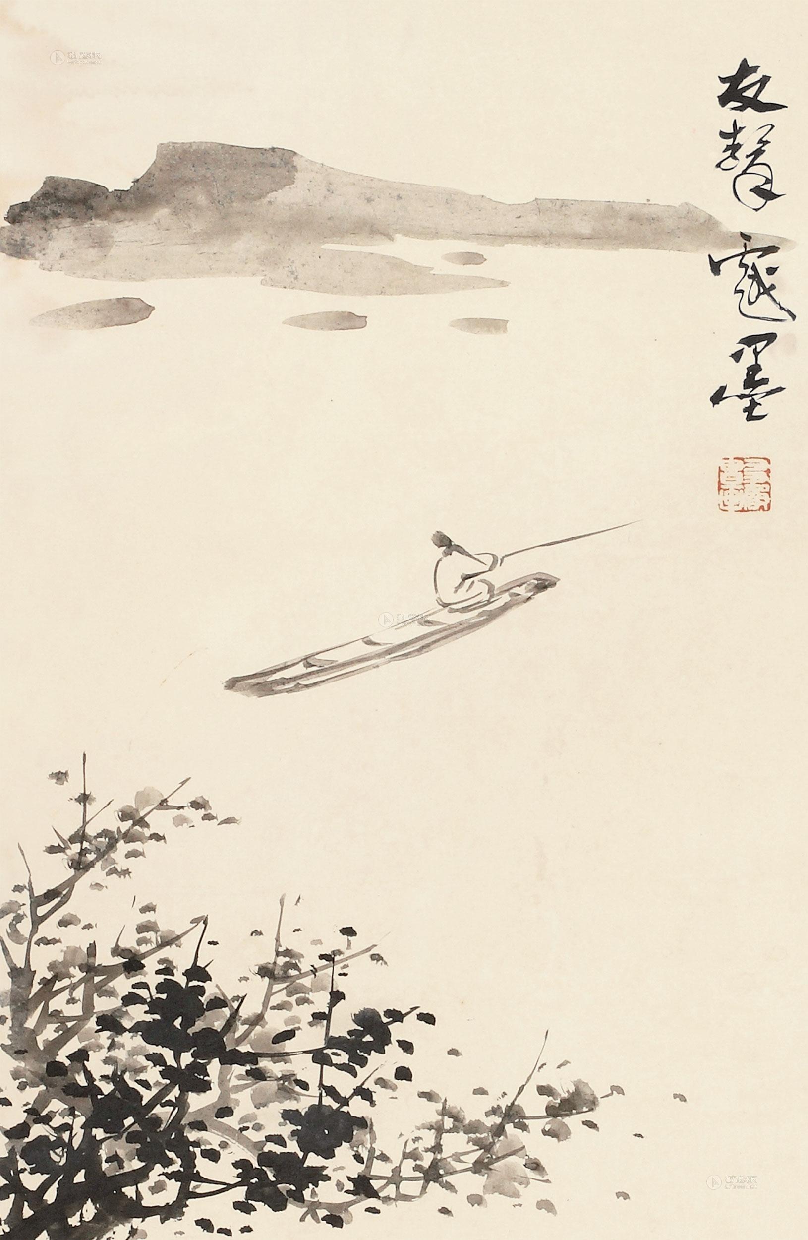 【垂钓图 镜心 水墨纸本】拍卖品_图片_价格_鉴赏_绘画_雅昌艺术品