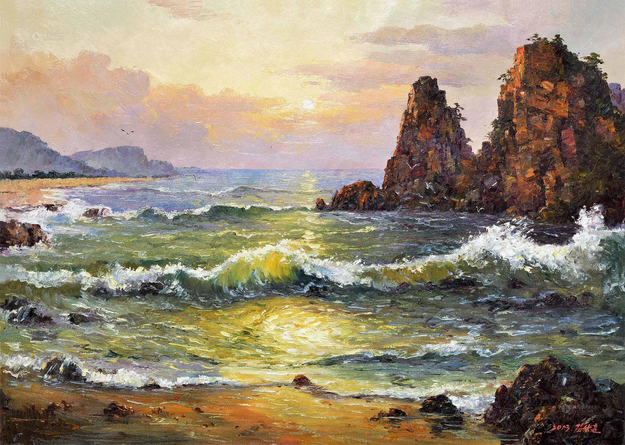 0033 2013年作 东海日出 布面油画