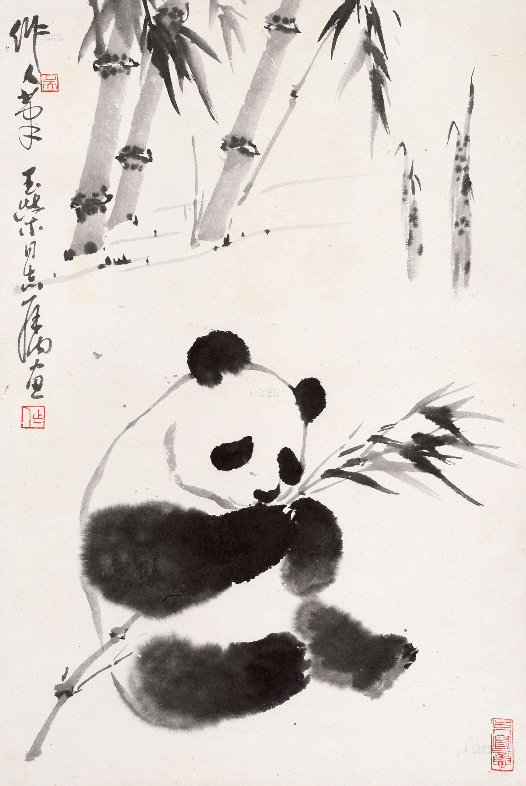水墨熊猫的画法图片