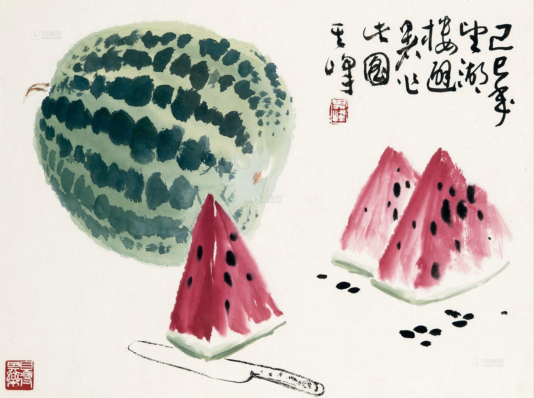 0004 消夏图 镜心 设色纸本