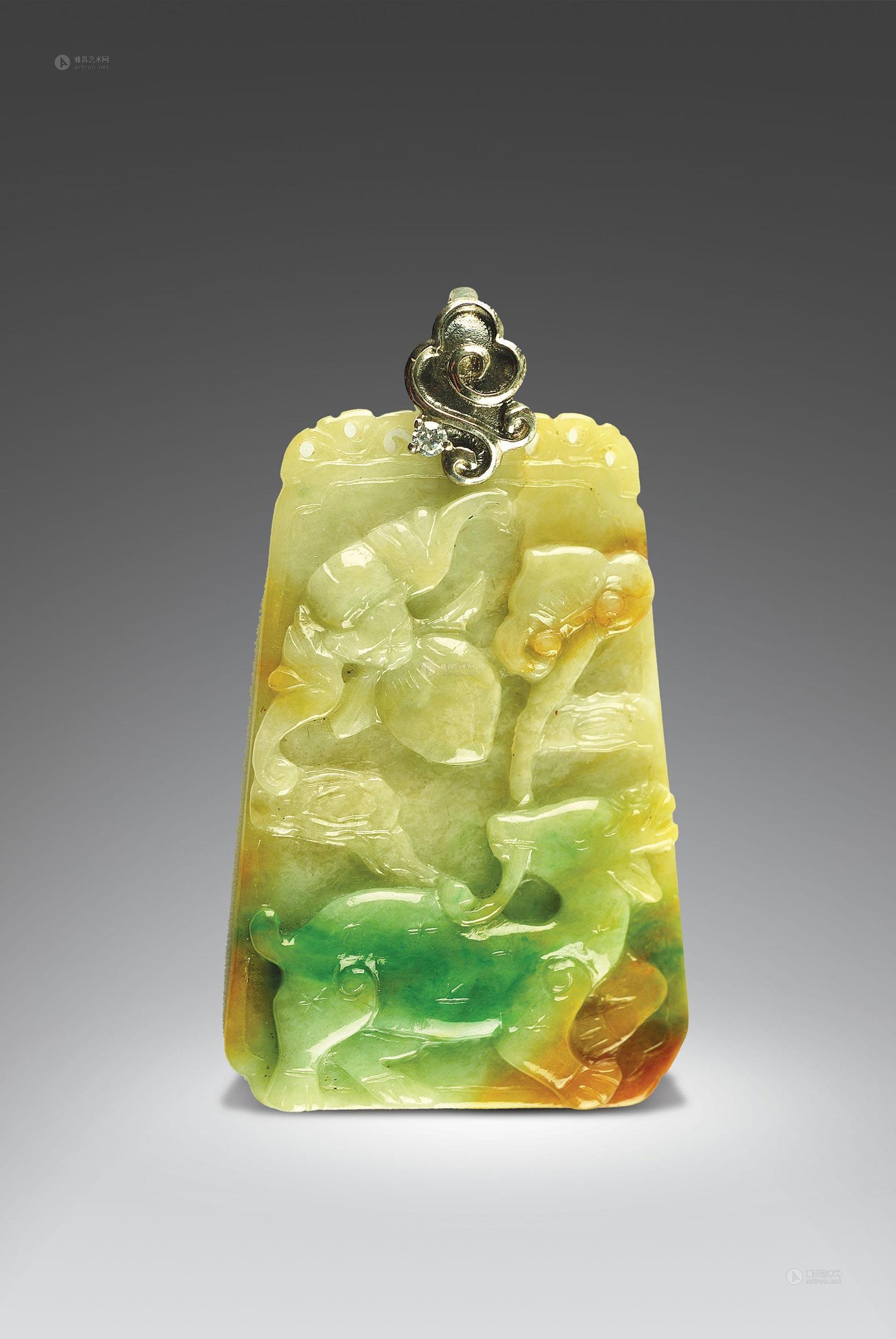 0176 三彩翡翠雕福禄寿坠