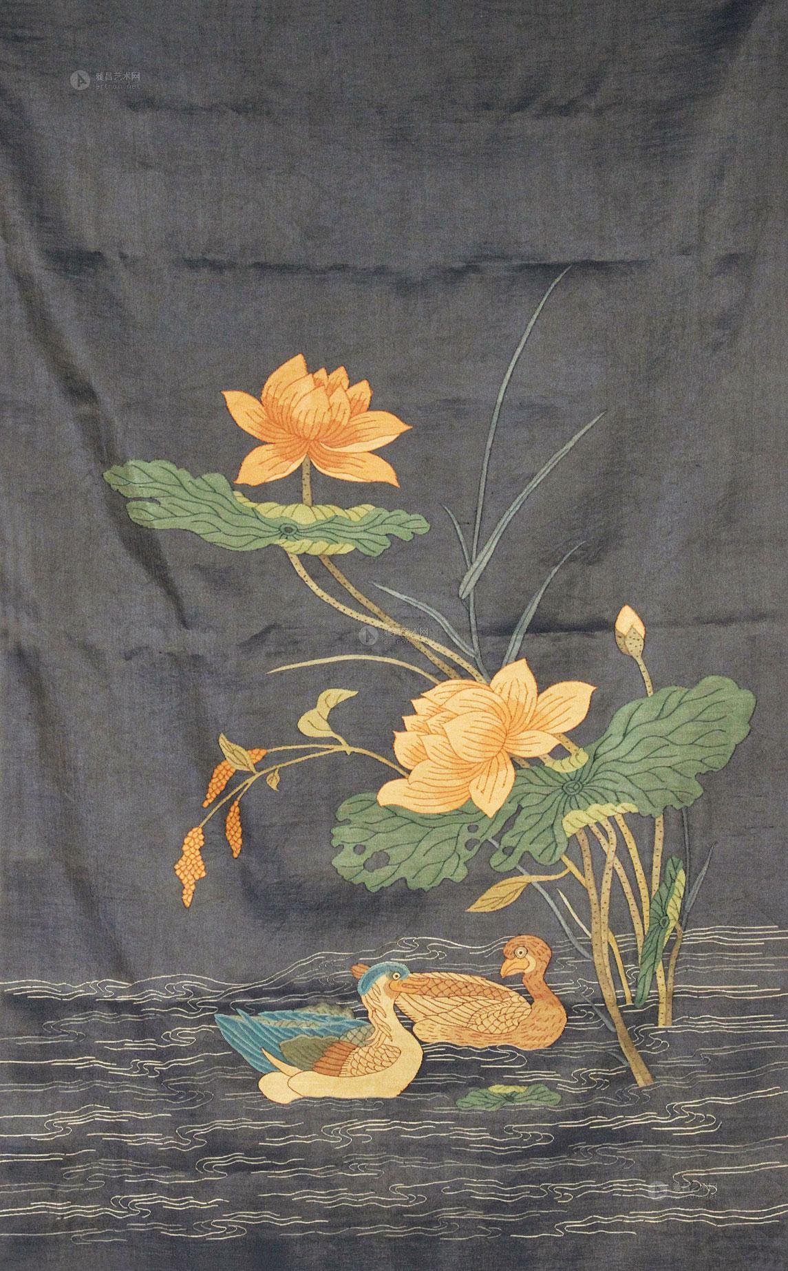 0182 缂丝鸳鸯挂屏