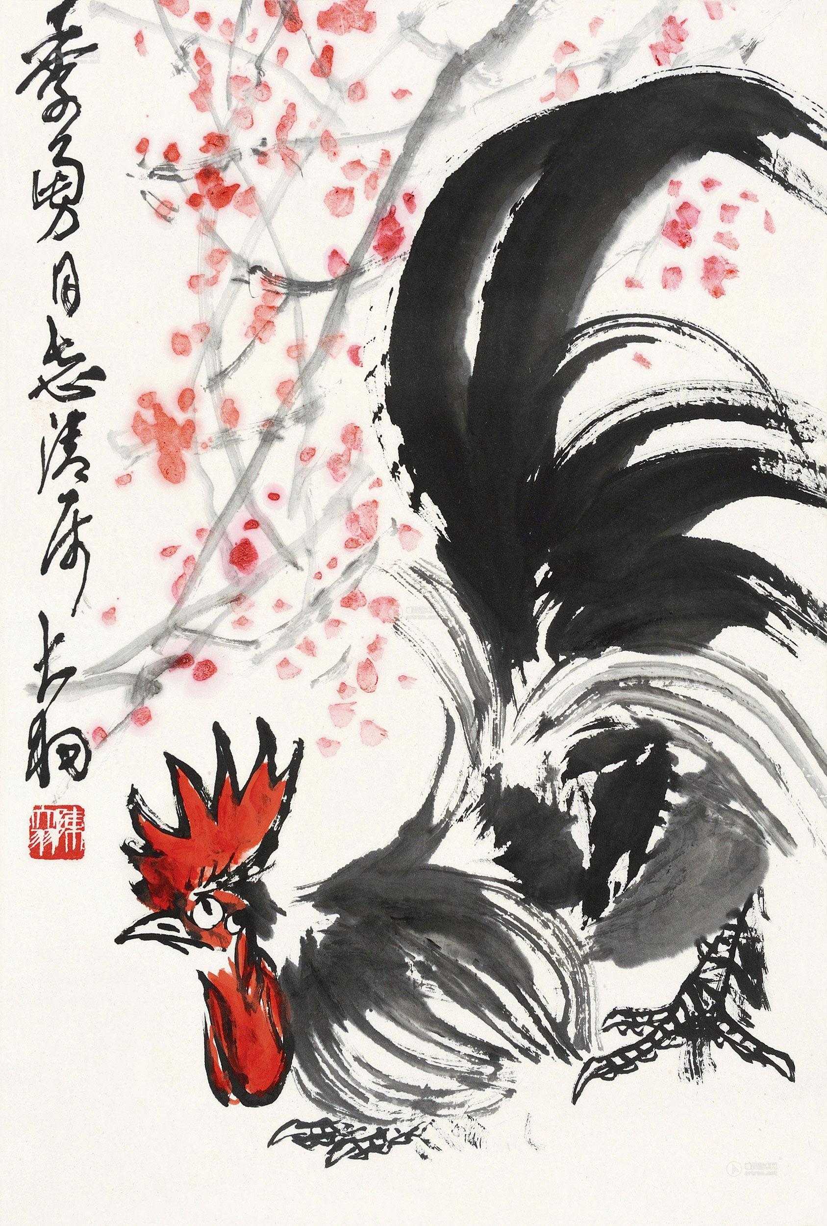 0003 大吉图 立轴 设色纸本