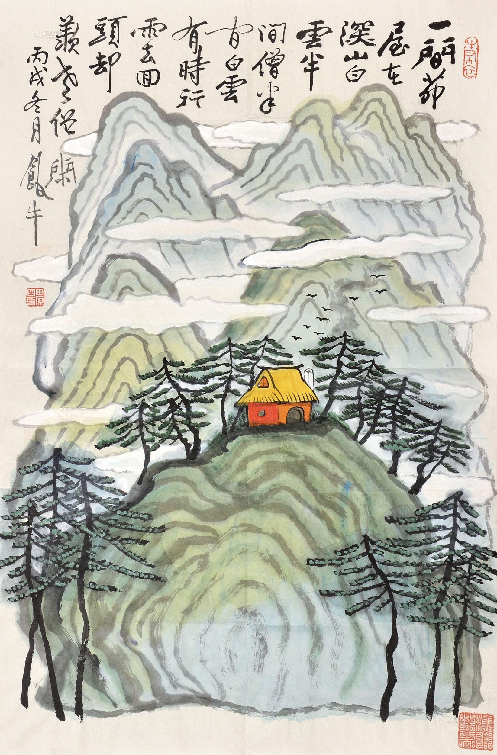 深山藏古寺的画 学生图片