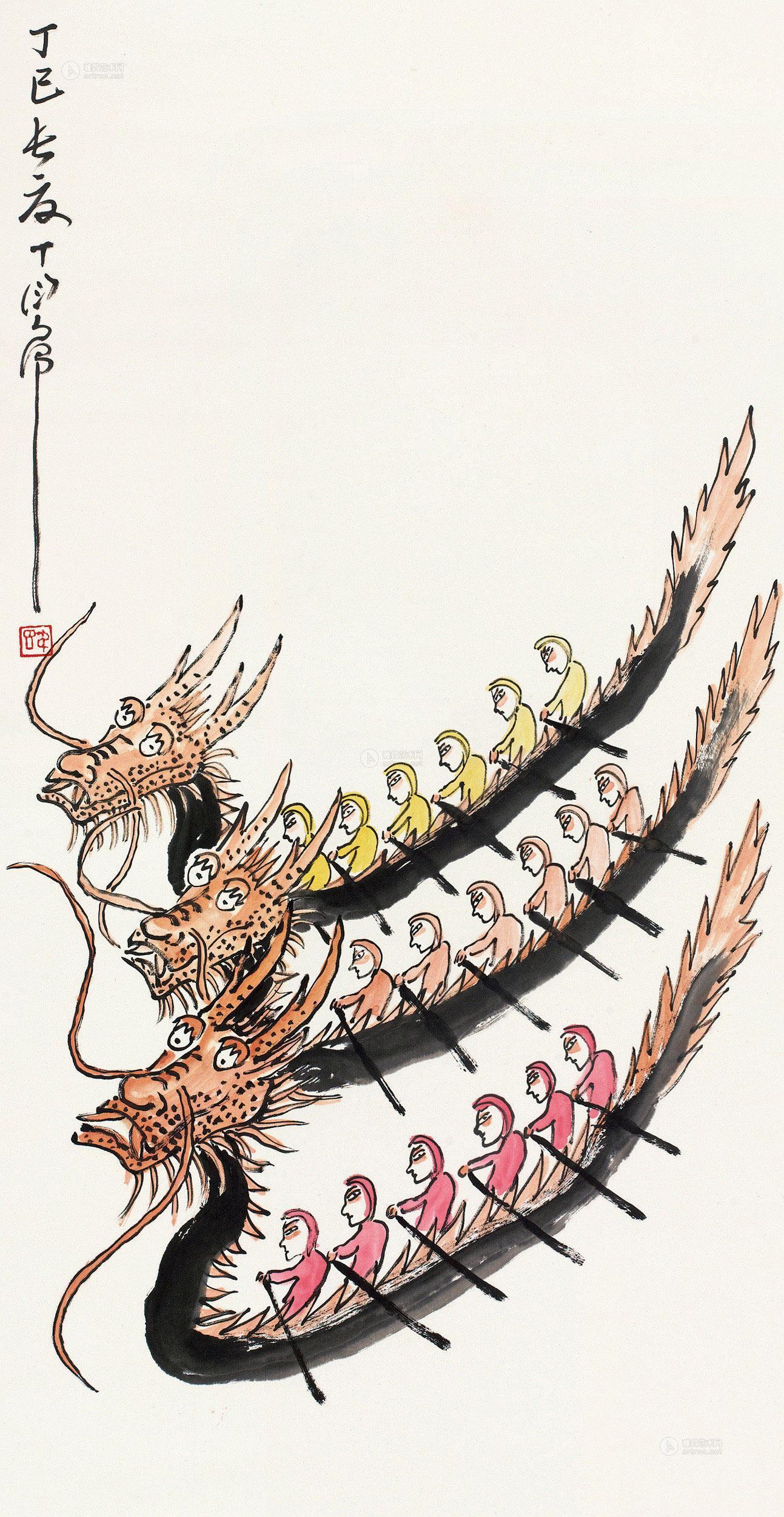 赛龙舟 立轴 设色纸本】拍卖品_图片_价格_鉴赏_绘画_雅昌艺术品拍卖