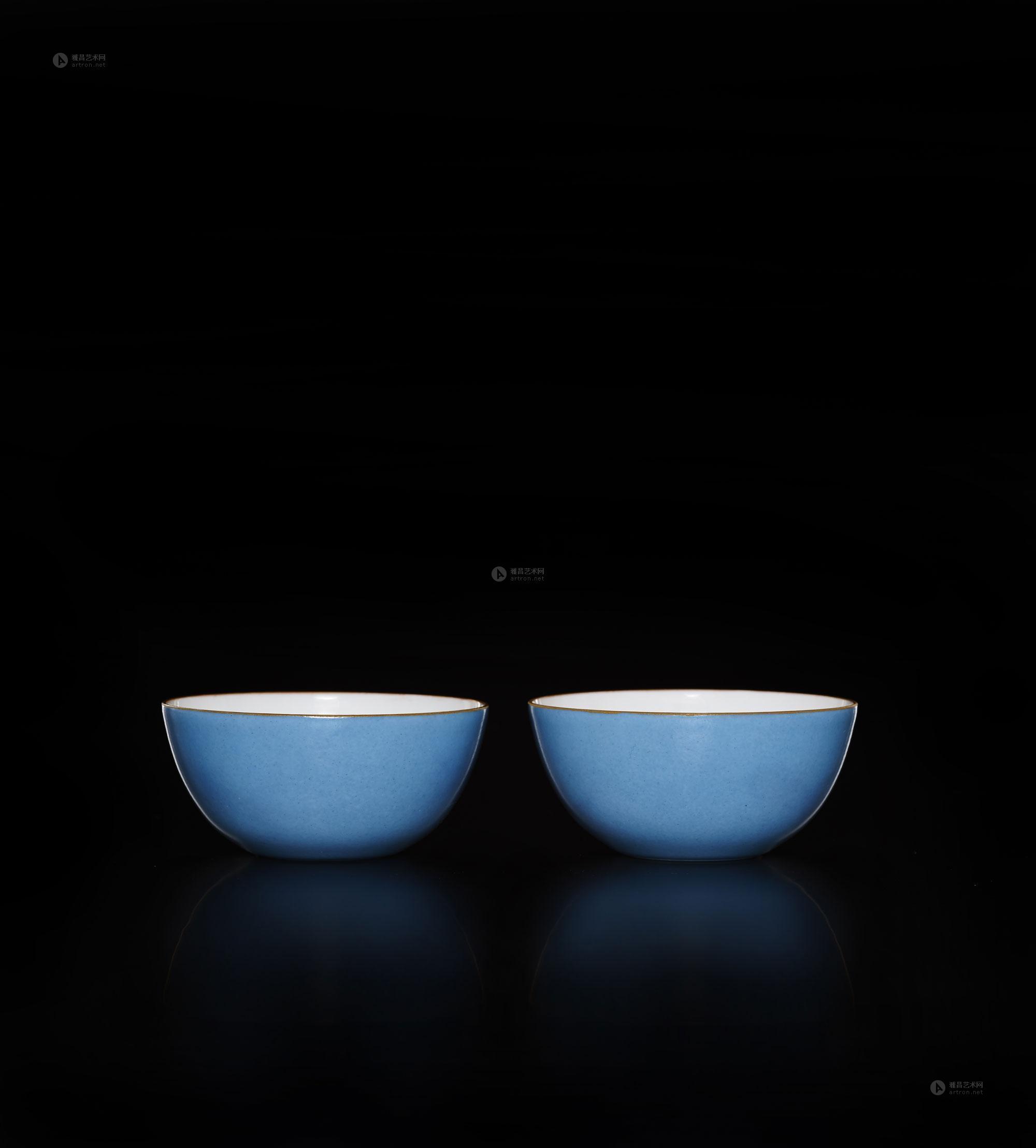 【清中期 天蓝釉杯 (一对)】拍卖品_图片_价格_鉴赏_清代单色釉瓷器