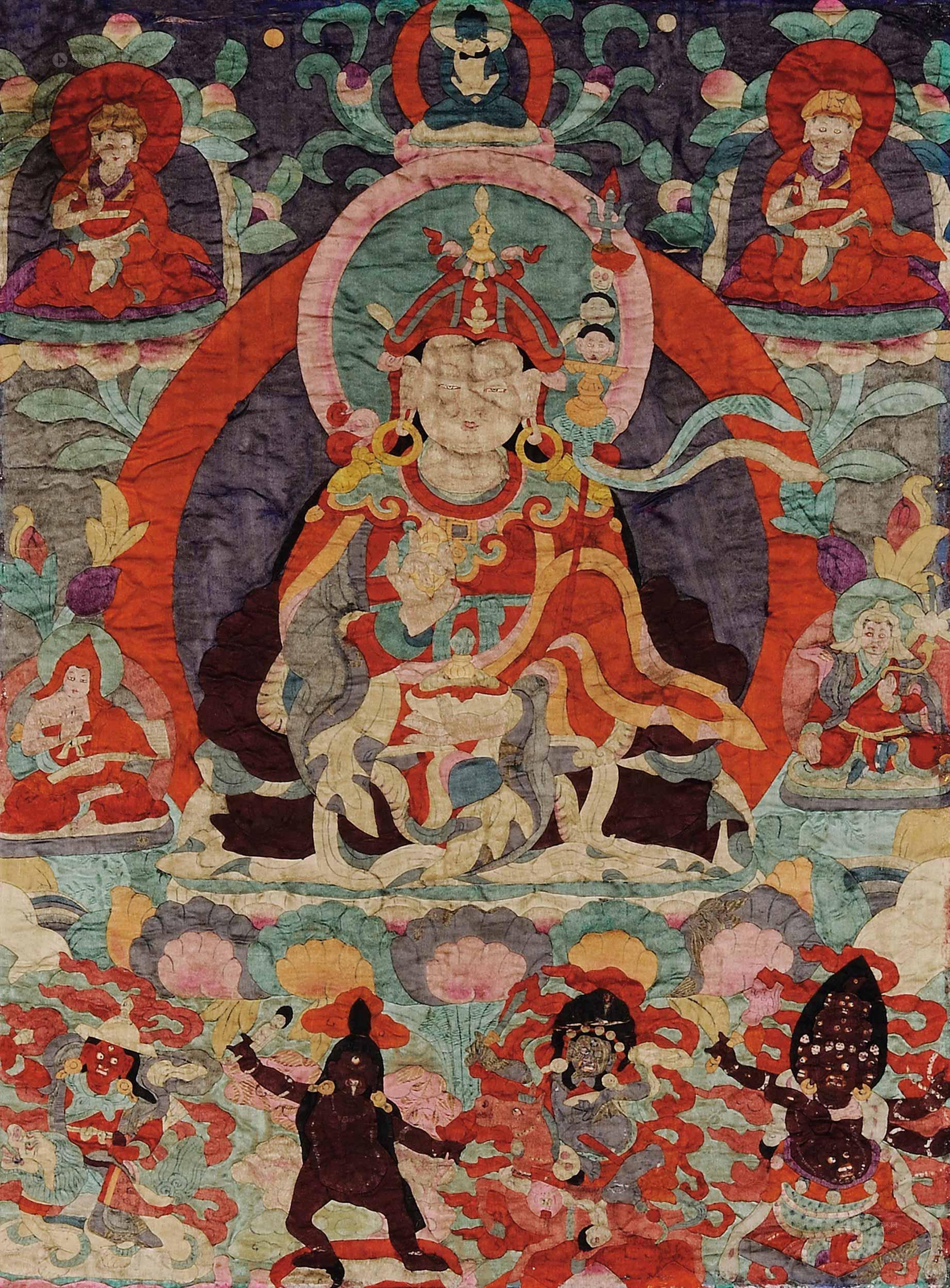 【清 莲花生堆绣】拍卖品_图片_价格_鉴赏_唐卡_雅昌艺术品拍卖网