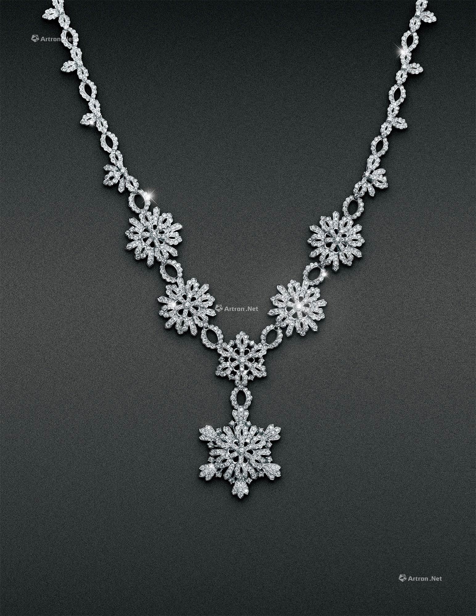 0965 marvella"冬雪"系列 18k白金镶钻石雪花颈链
