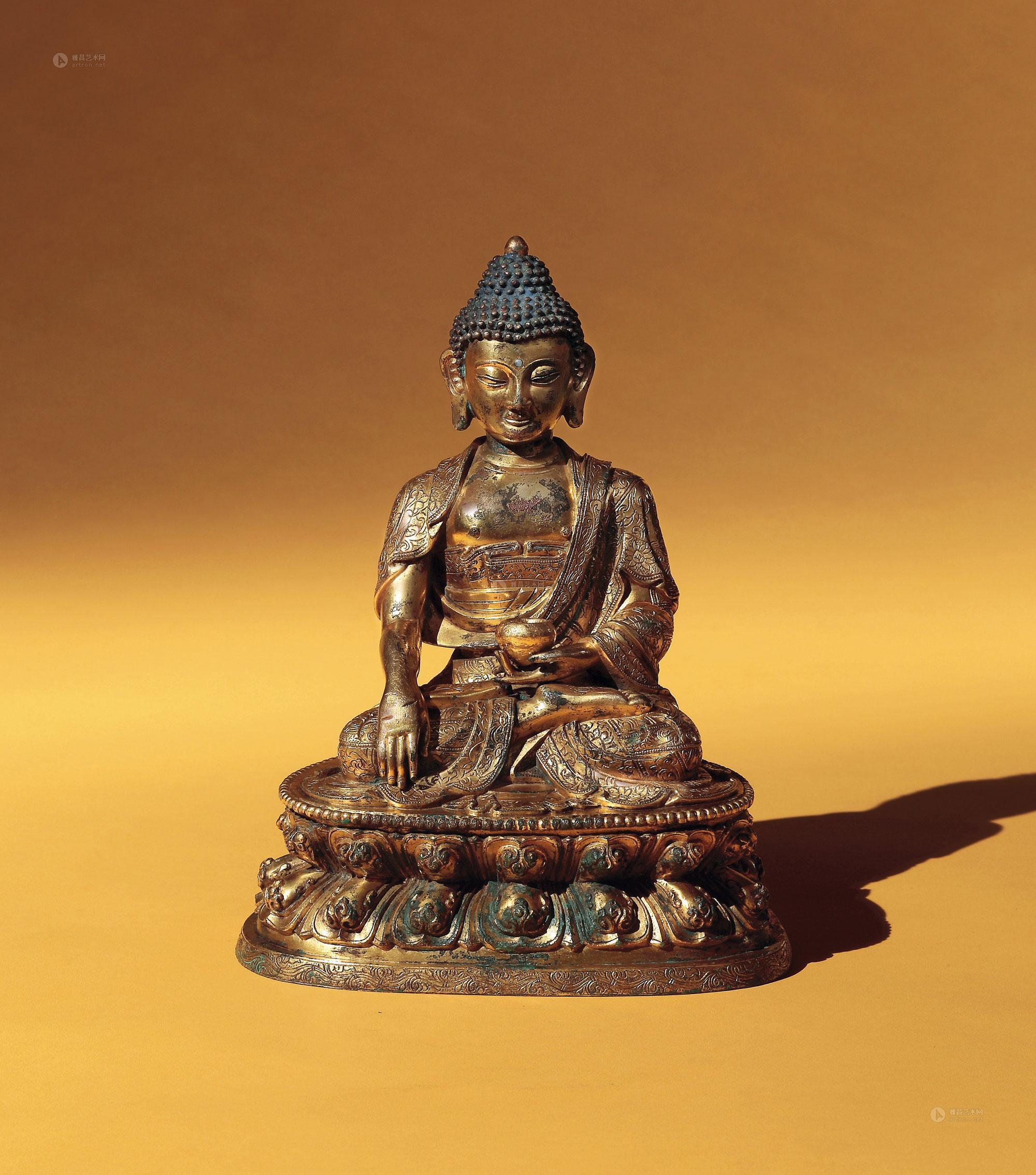 3342 清康熙 铜鎏金释迦牟尼佛