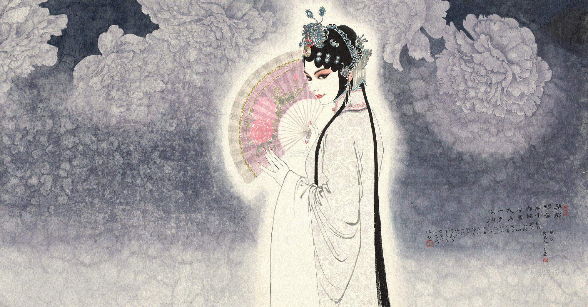 0308 牡丹亭 镜片 设色纸本