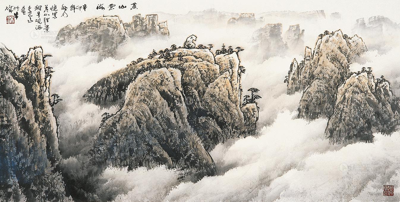 1104 辛卯(2011年)作 黄山云海 镜片 设色纸本
