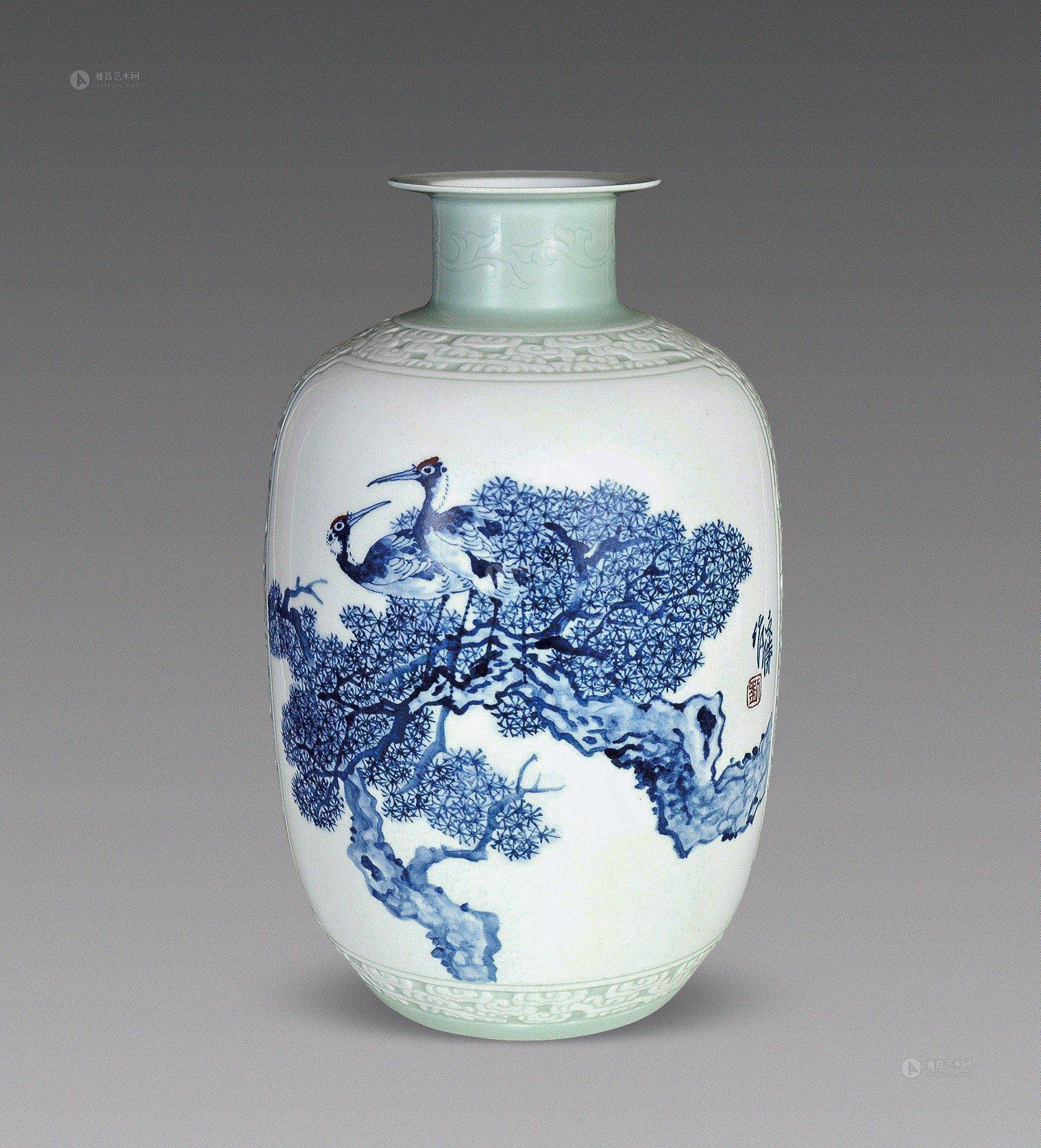 0279 2013年 刘文胜 青花"冰清玉洁"瓷瓶