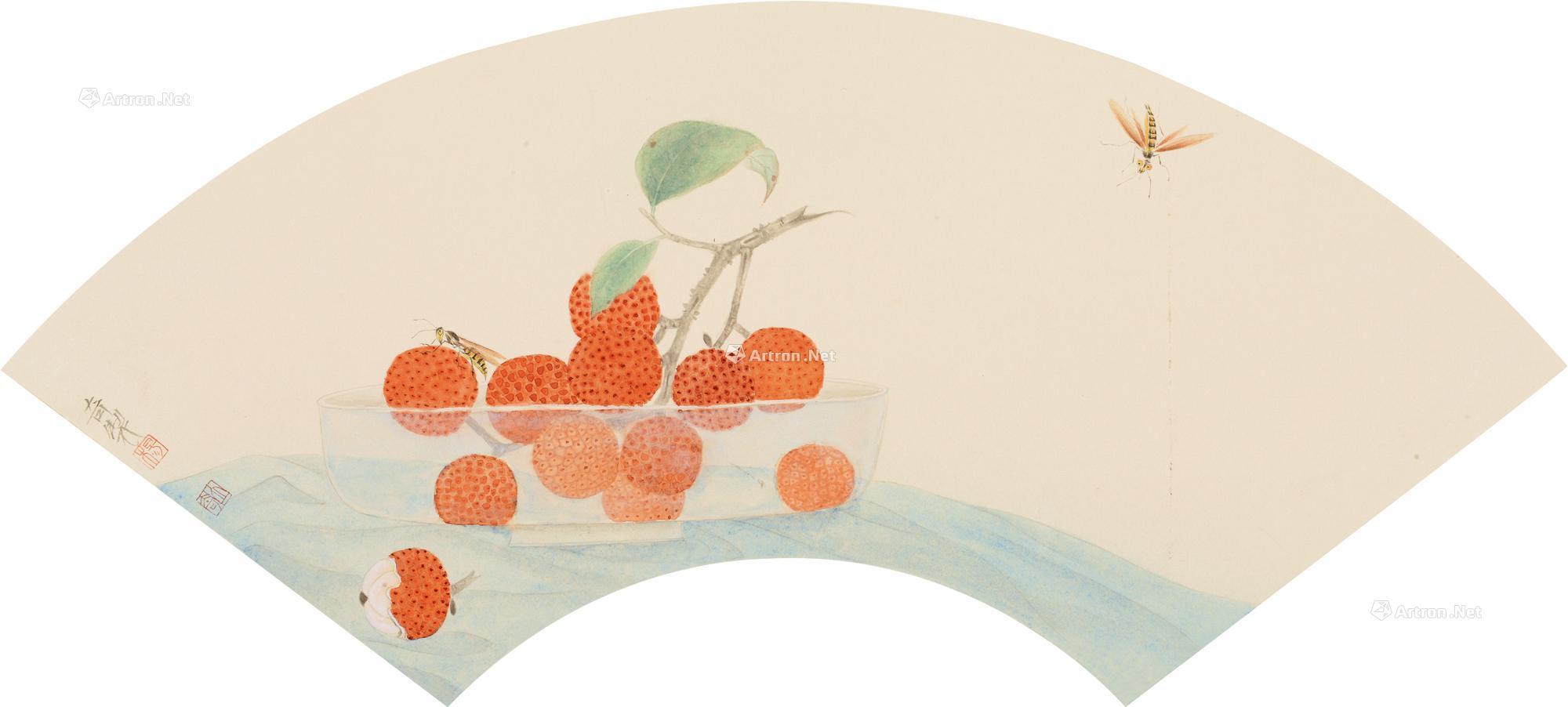 0689 荔枝 卡纸 设色纸本