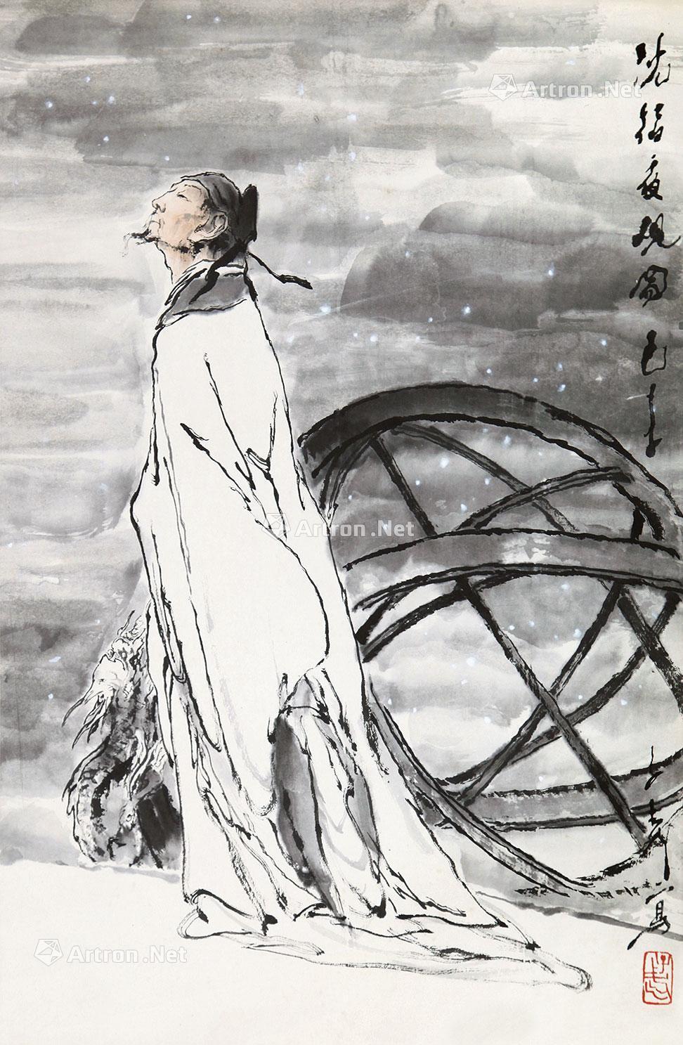 0302 杜甫诗意 立轴 纸本