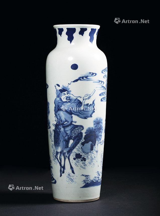 2003 明崇祯 魁星点斗青花人物故事桶瓶