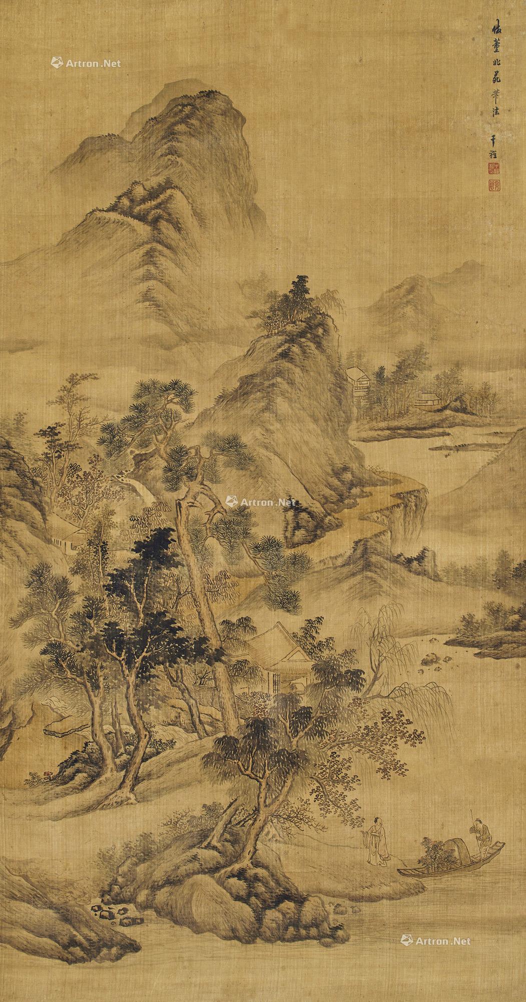 0775 溪山幽居图 立轴 设色绢本