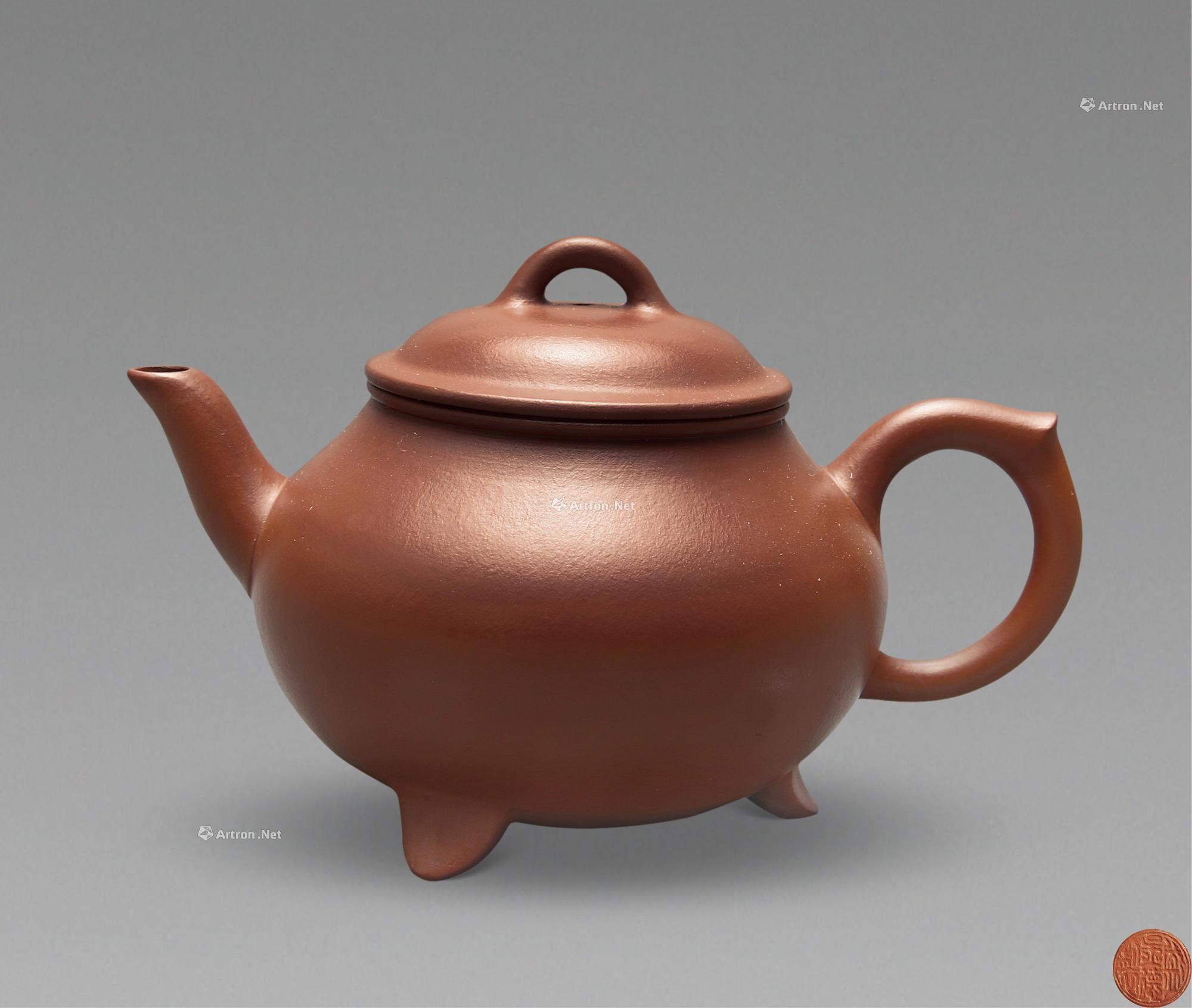 0963 民国 吴德盛朱泥三足壶