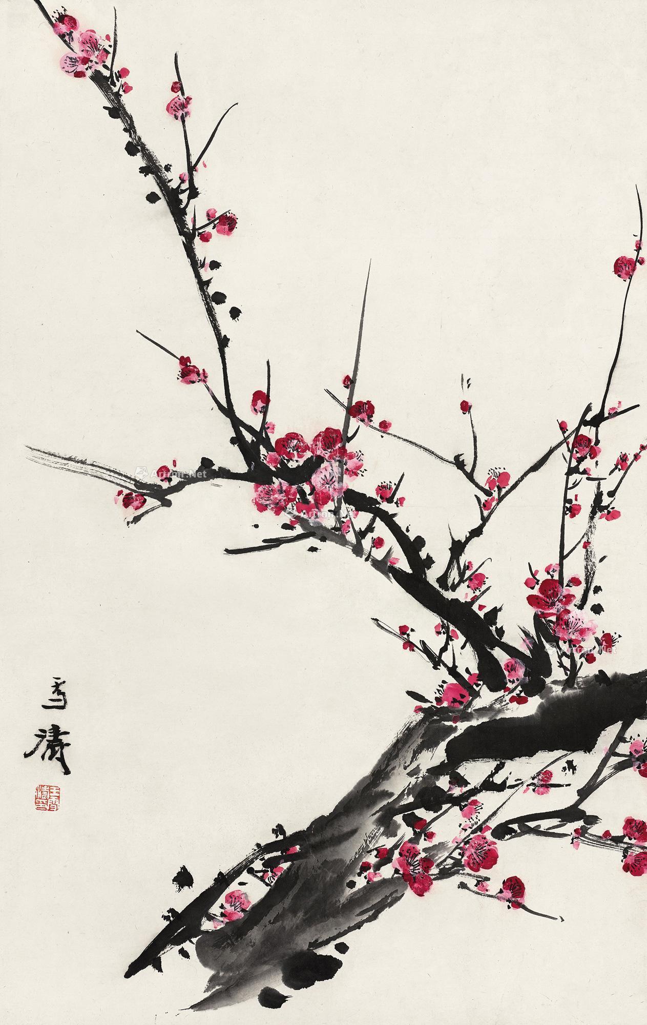 0158 梅花 镜心 设色纸本