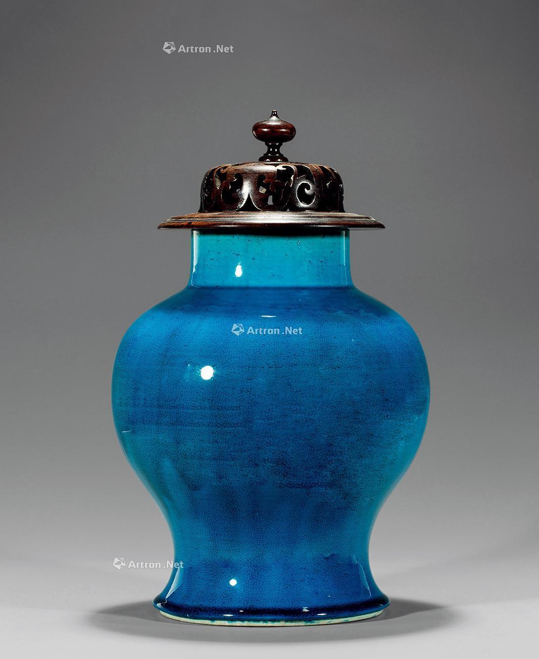 *0189 清康熙 孔雀蓝釉将军罐